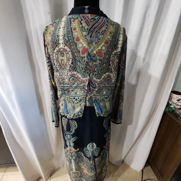 Rene Derby Top Tunic Cape Cover Womens  Multicolor Paisley Print Sequins - Picture 7 of 15